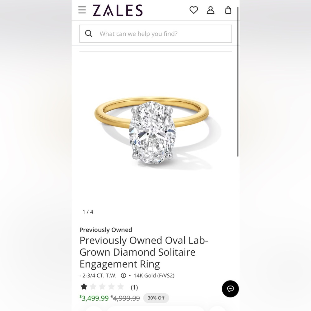 Zales Gold Oval Diamond Ring